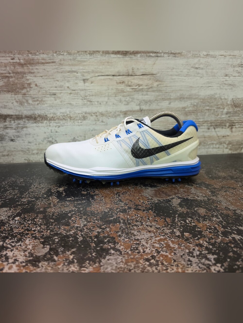 Mens Nike Lunar Control 3 Golf Shoes Sz 8.5 Used 704665 100 White Blue